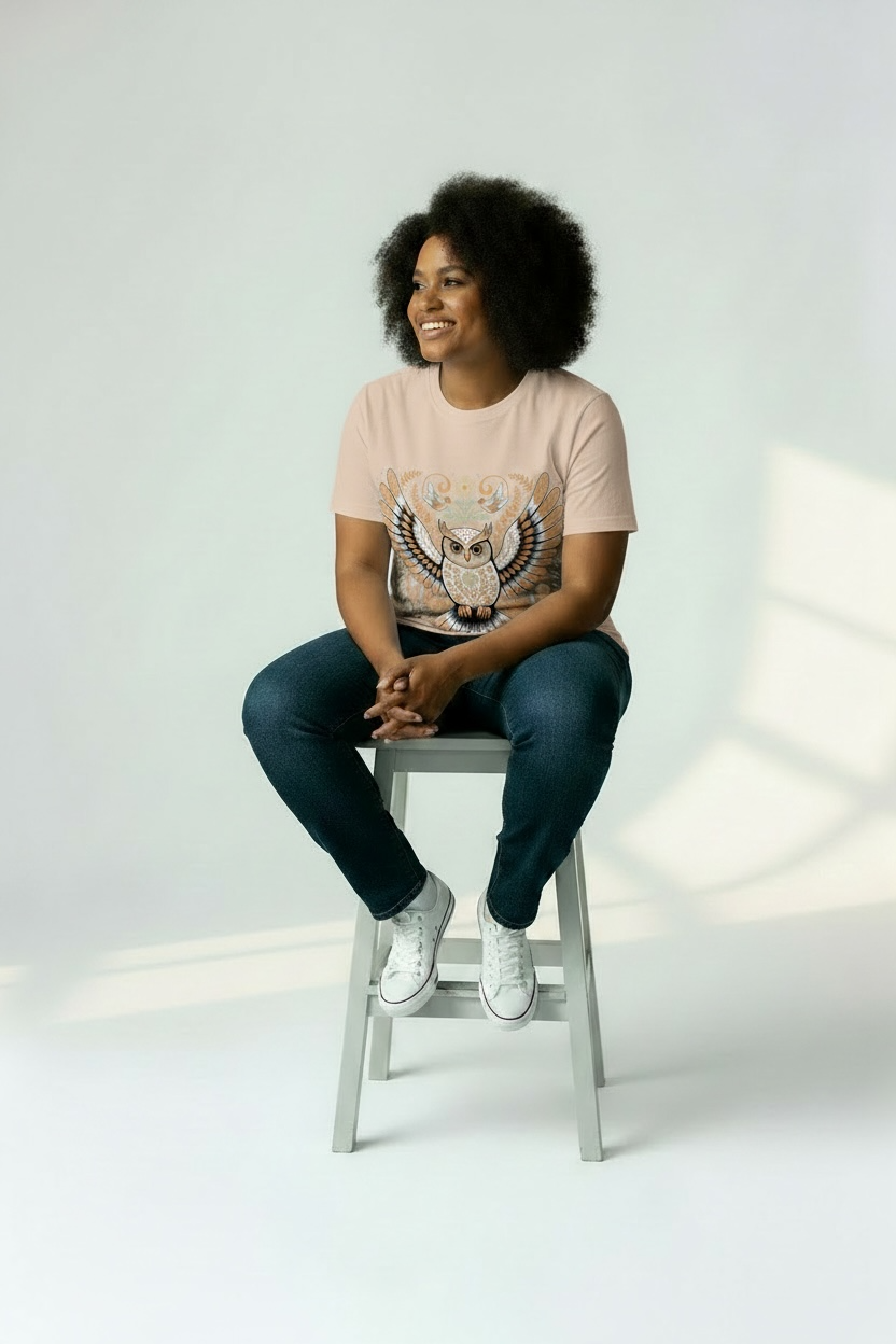 Boho Owl Floral Wings Tee