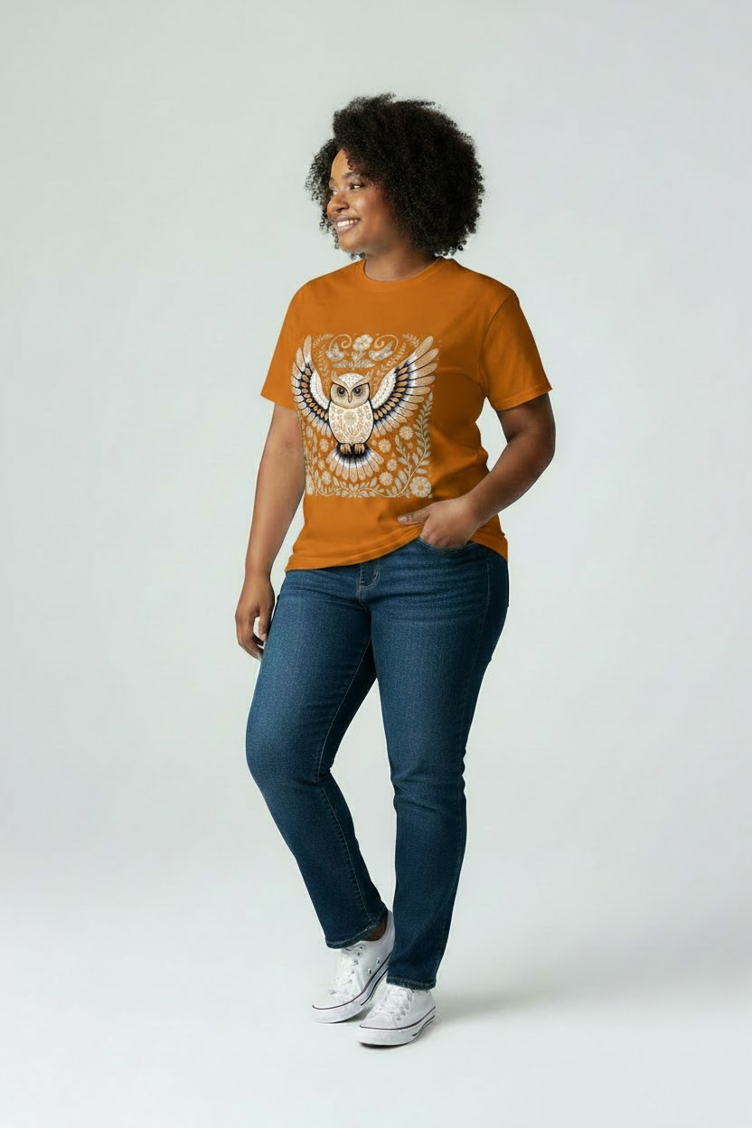 Boho Owl Floral Wings Tee